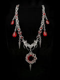 Crimson Nightwing Chainmail Necklace with Bloodstone Bat Crest