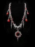 Crimson Nightwing Chainmail Necklace with Bloodstone Bat Crest