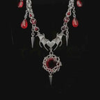 Crimson Nightwing Chainmail Necklace with Bloodstone Bat Crest